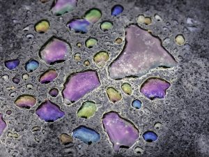 Colorful macro of local automotive pollution