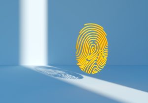 Digital generated image of yellow fingerprint 